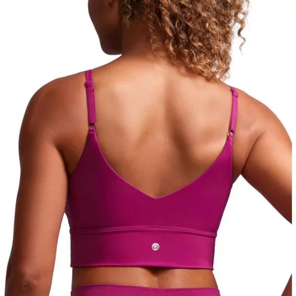 CRZ YOGA Adjustable Longline Sports Bra for Women  V Back Wireless Workout Padded Yoga Bra Cropped Tank Tops CamisoleMagenta Purple