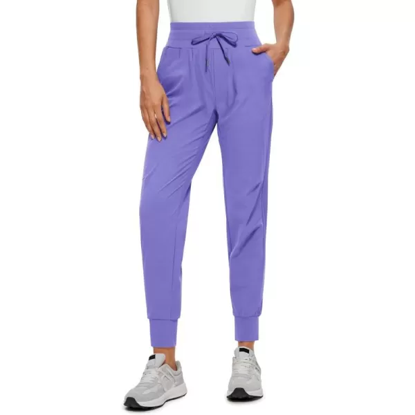 CRZ YOGA Athletic High Waisted Joggers for Women 275  Lightweight Workout Travel Casual Outdoor Hiking Pants with PocketsDark Lavender Purple