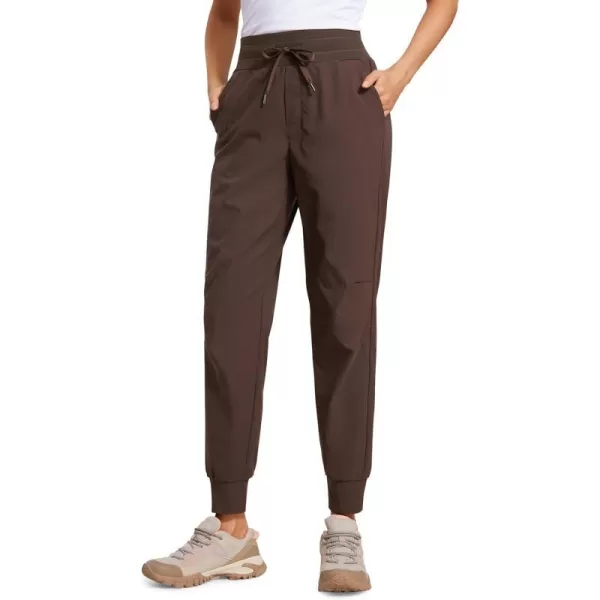 CRZ YOGA Athletic High Waisted Joggers for Women 275  Lightweight Workout Travel Casual Outdoor Hiking Pants with PocketsHot Fudge Brown