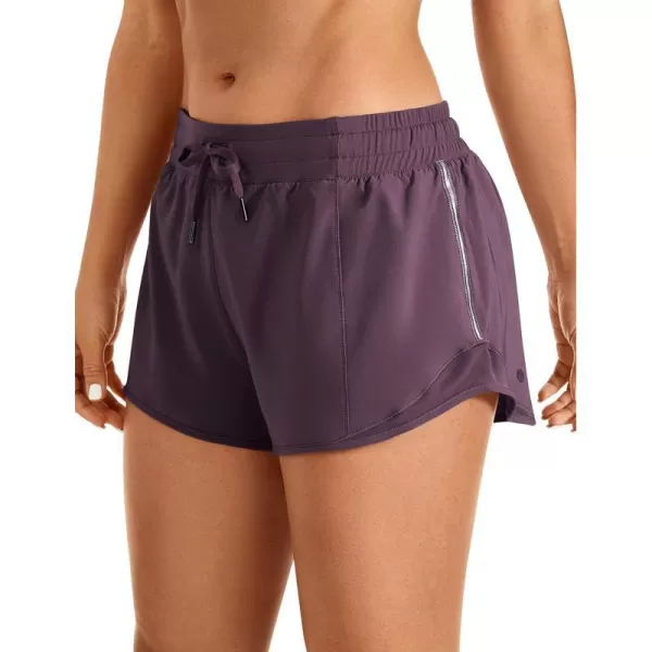 CRZ YOGA Athletic Shorts for Women with Zip Pocket 254 Mid Waist Mesh Liner Shorts for Running Gym WorkoutArctic Plum