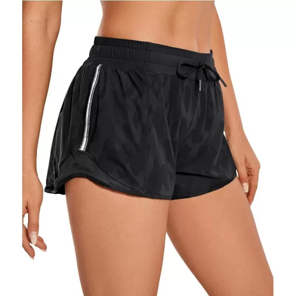 CRZ YOGA Athletic Shorts for Women with Zip Pocket 254 Mid Waist Mesh Liner Shorts for Running Gym WorkoutDark Grey Camouflage