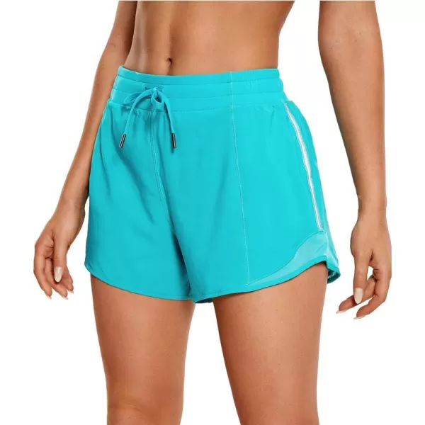 CRZ YOGA Athletic Shorts for Women with Zip Pocket 254 Mid Waist Mesh Liner Shorts for Running Gym WorkoutHoliday Blue