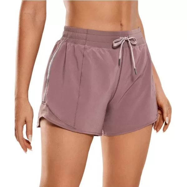 CRZ YOGA Athletic Shorts for Women with Zip Pocket 254 Mid Waist Mesh Liner Shorts for Running Gym WorkoutMauve