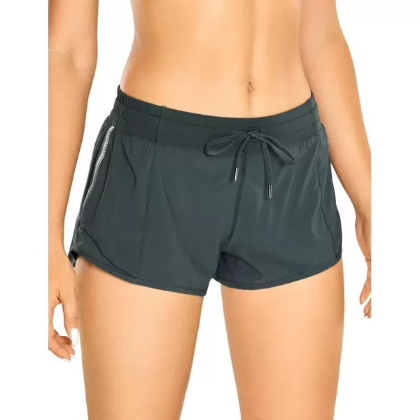 CRZ YOGA Athletic Shorts for Women with Zip Pocket 254 Mid Waist Mesh Liner Shorts for Running Gym WorkoutMelanite