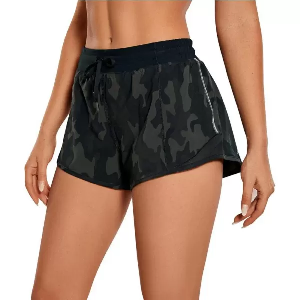 CRZ YOGA Athletic Shorts for Women with Zip Pocket 254 Mid Waist Mesh Liner Shorts for Running Gym WorkoutOlive Camouflage