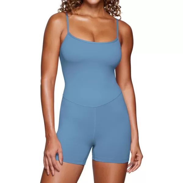 CRZ YOGA Butterluxe Athletic Rompers for Women Adjustable Strap Padded Workout Shorts Jumpsuits One Piece Bodysuit Tank TopsUniverse Blue