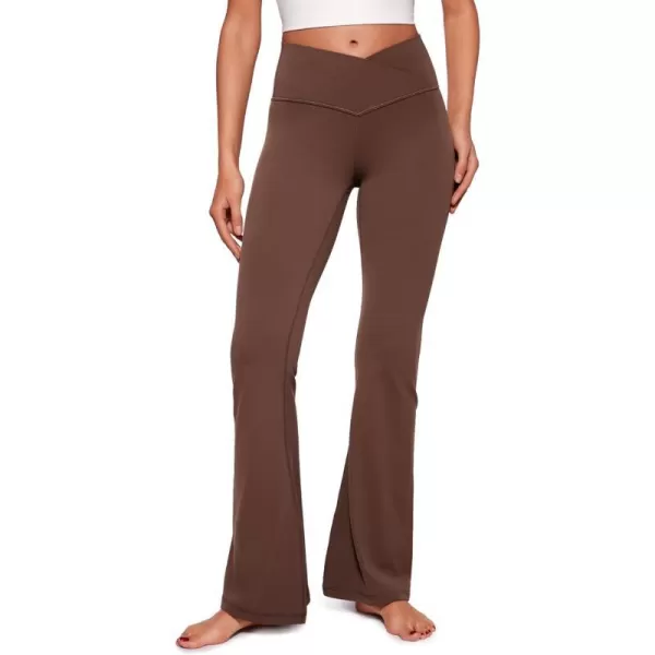 CRZ YOGA Butterluxe Crossover Flare Leggings for Women 31  High Waist V Cross Bootcut Bell Bottoms Tummy Control Yoga PantsCoffee Brown