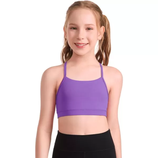 CRZ YOGA Butterluxe Girls Sports Bra  Spaghetti Strap Y Back Training Bras for Teens Racerback Yoga Bra Comfort Crop TopRoyal Lilac