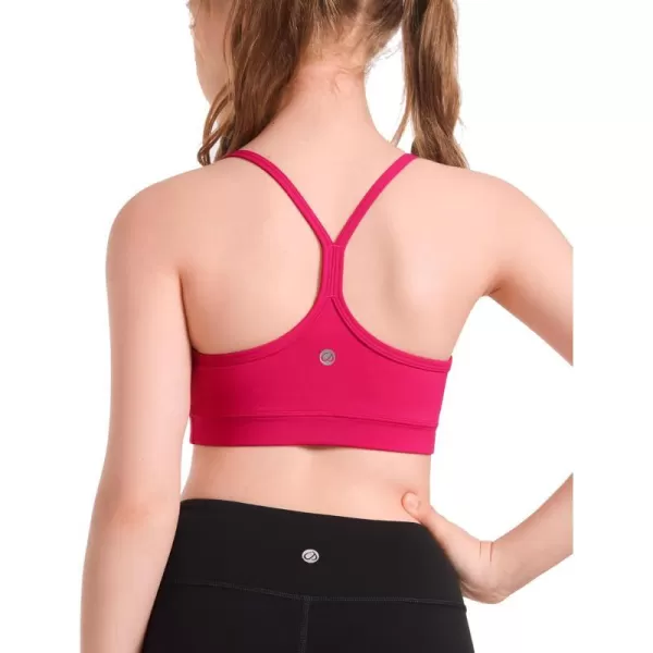 CRZ YOGA Butterluxe Girls Sports Bra  Spaghetti Strap Y Back Training Bras for Teens Racerback Yoga Bra Comfort Crop TopViva Magenta