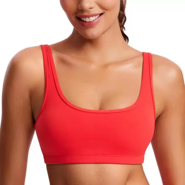 CRZ YOGA Butterluxe Mini Bra for Women  Scoop Neck Low Impact Wireless Sports Bra Yoga Cami Padded Workout BraDeep Red