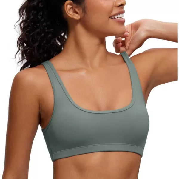 CRZ YOGA Butterluxe Mini Bra for Women  Scoop Neck Low Impact Wireless Sports Bra Yoga Cami Padded Workout BraGrey Sage