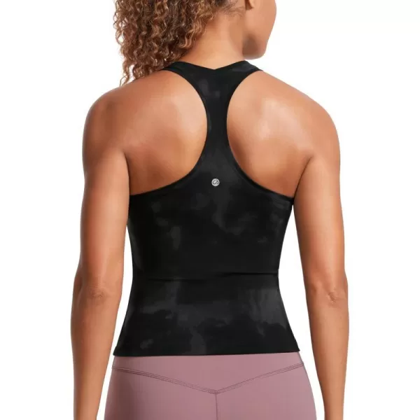 CRZ YOGA Butterluxe Racerback Workout Tank Tops for Women Sleeveless Gym Tops Athletic Yoga Shirts CamisoleBlack Tie Dye Flowers