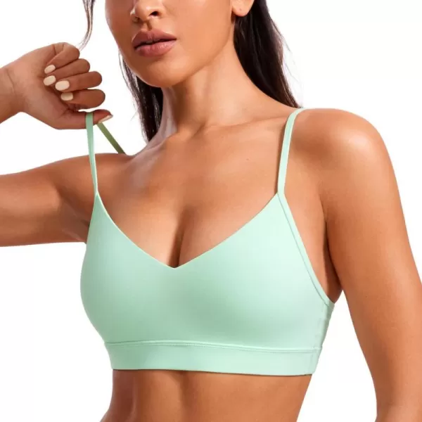 CRZ YOGA Butterluxe VNeck Sports Bras for Women  Adjustable Thin Straps Padded Yoga Bra Basic Wireless Bra CamisoleMint Moment