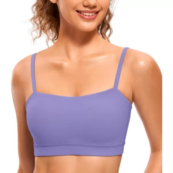 CRZ YOGA Butterluxe Womens Adjustable Spaghetti Thin Strap Sports Bra  Padded Wireless Square Neck Workout Yoga BraDark Lavender Purple