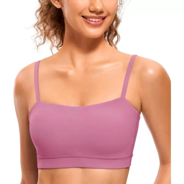 CRZ YOGA Butterluxe Womens Adjustable Spaghetti Thin Strap Sports Bra  Padded Wireless Square Neck Workout Yoga BraVelvet Dust