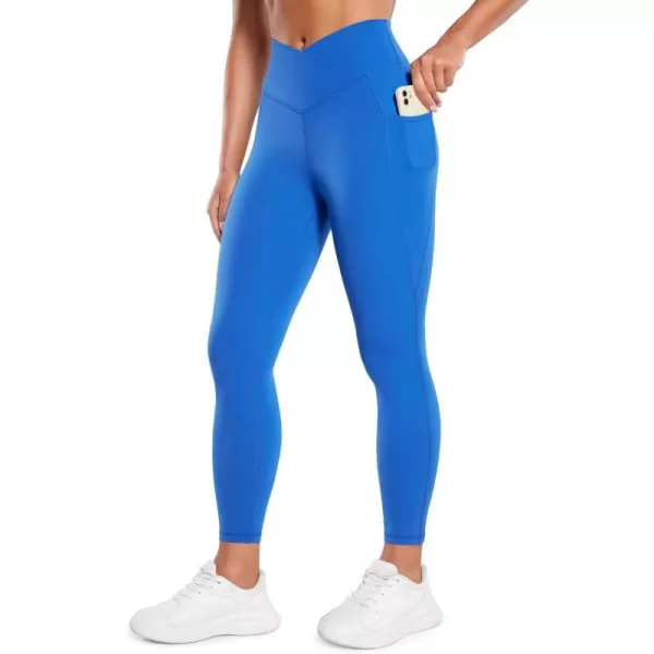 CRZ YOGA Butterluxe Womens Crossover Waist Workout Leggings with Pockets 25  V Cross High Waist Gym Lounge Yoga PantsSparkle Blue