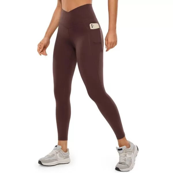 CRZ YOGA Butterluxe Womens Crossover Waist Workout Leggings with Pockets 25  V Cross High Waist Gym Lounge Yoga PantsTaupe