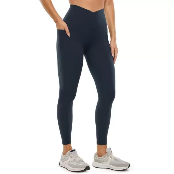 CRZ YOGA Butterluxe Womens Crossover Waist Workout Leggings with Pockets 25  V Cross High Waist Gym Lounge Yoga PantsTrue Navy