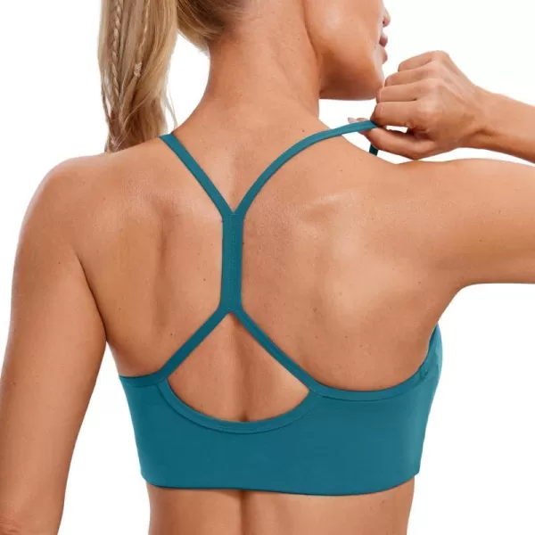 CRZ YOGA Butterluxe Womens High Neck Y Back Sports Bra  Padded Halter Racerback Spaghetti Thin Strap Workout Yoga BraBorealis Green