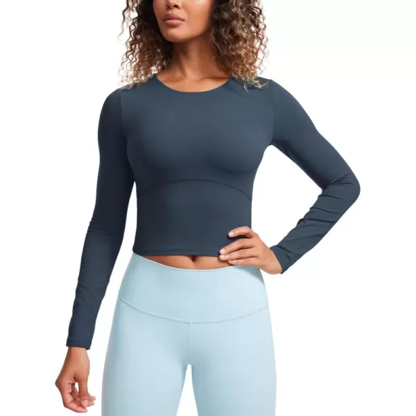 CRZ YOGA Butterluxe Womens Long Sleeve Crop Yoga Shirts Slim Fit Cropped Workout Tops Athletic Casual Basic Tight ShirtStelindigo