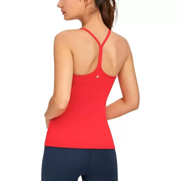 CRZ YOGA Butterluxe Womens Racerback Tank Top with Built in Bra  Spaghetti Thin Strap Padded Workout Slim Yoga CamisoleDeep Red