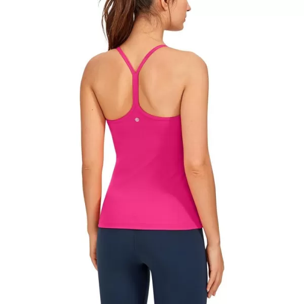 CRZ YOGA Butterluxe Womens Racerback Tank Top with Built in Bra  Spaghetti Thin Strap Padded Workout Slim Yoga CamisoleGranita Pink