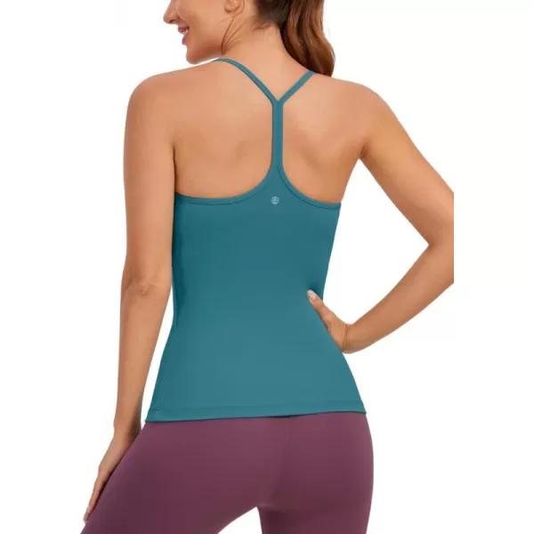 CRZ YOGA Butterluxe Womens Racerback Tank Top with Built in Bra  Spaghetti Thin Strap Padded Workout Slim Yoga CamisoleGreen Jade