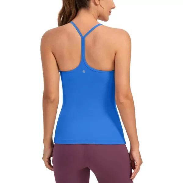 CRZ YOGA Butterluxe Womens Racerback Tank Top with Built in Bra  Spaghetti Thin Strap Padded Workout Slim Yoga CamisoleSparkle Blue