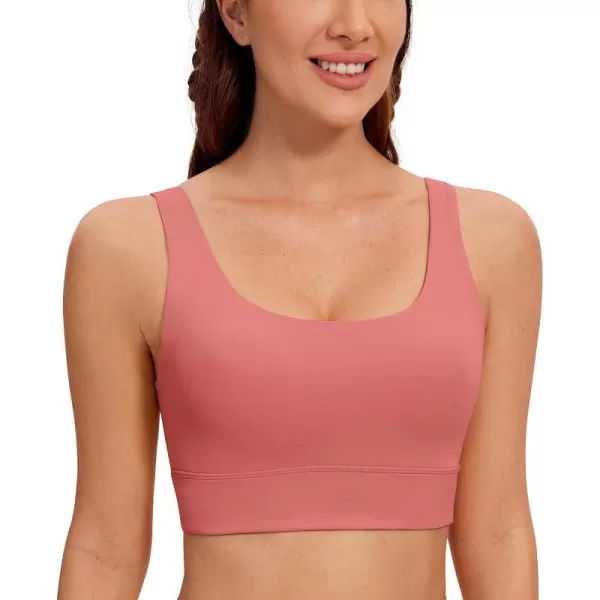 CRZ YOGA Butterluxe Womens U Back Sports Bra  Scoop Neck Padded Low Impact Yoga Bra Workout Crop Top with Built in BraBriar Rose