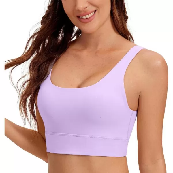 CRZ YOGA Butterluxe Womens U Back Sports Bra  Scoop Neck Padded Low Impact Yoga Bra Workout Crop Top with Built in BraElfin Purple