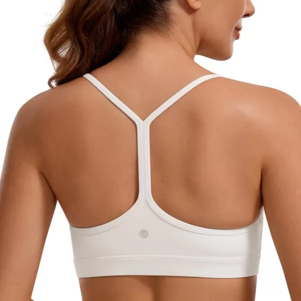 CRZ YOGA Butterluxe Womens Y Back Sports Bra  Padded Racerback Low Impact Spaghetti Thin Strap Workout Yoga BraMilky White Bone