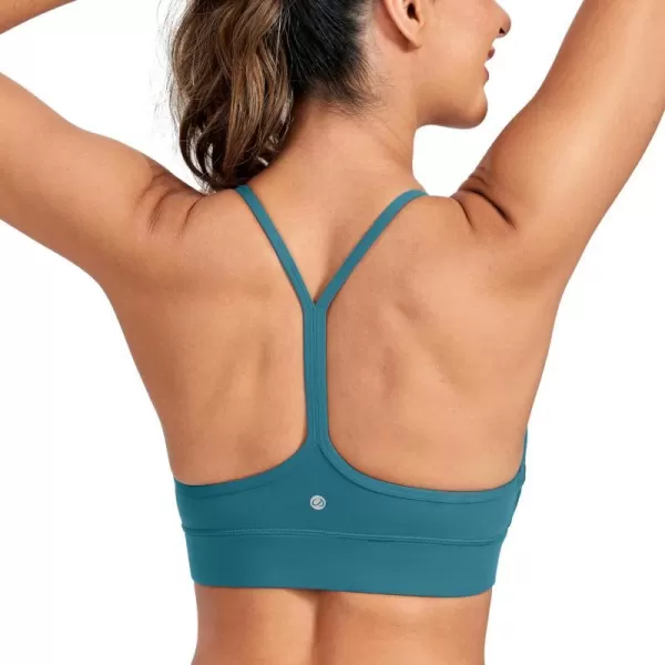 CRZ YOGA Butterluxe Womens YBack Racerback Sports Bra  Spaghetti Straps Wireless Scoop Neck Athletic Padded Yoga BraBorealis Green