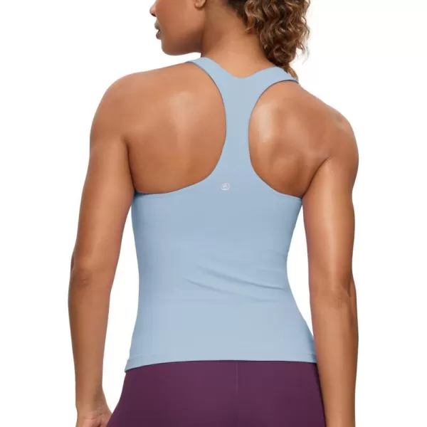 CRZ YOGA Butterluxe Workout Tank Tops for Women Built in Shelf Bras Padded  Racerback Athletic Spandex Yoga CamisoleCambric Blue