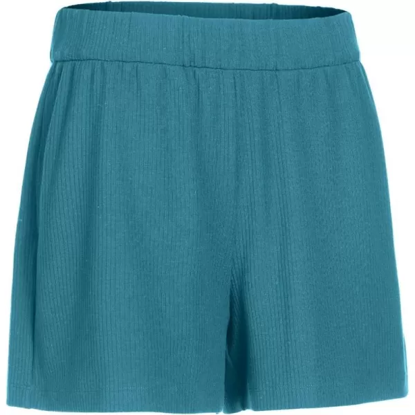 CRZ YOGA Comfy Ribbed Sweat Shorts for Women High Waisted Lyocell Casual Lounge Jersey Shorts with PocketsBorealis Green