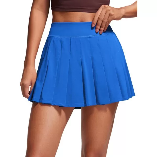 CRZ YOGA Cute Pleated Skirts for Women High Waisted Tennis Golf Skorts with Pockets Casual Athletic Workout SkaterSparkle Blue