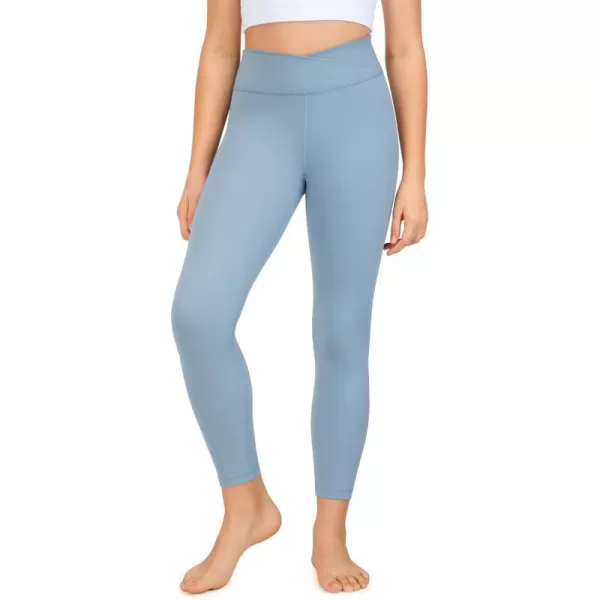 CRZ YOGA Girls Butterluxe Crossover Athletic Leggings  High Waist V Cross Kids Lounge Pants Yoga Active Dance Running TightsCambric Blue