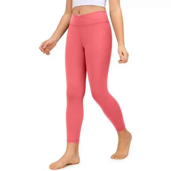 CRZ YOGA Girls Butterluxe Crossover Athletic Leggings  High Waist V Cross Kids Lounge Pants Yoga Active Dance Running TightsRaspberry Sorbet