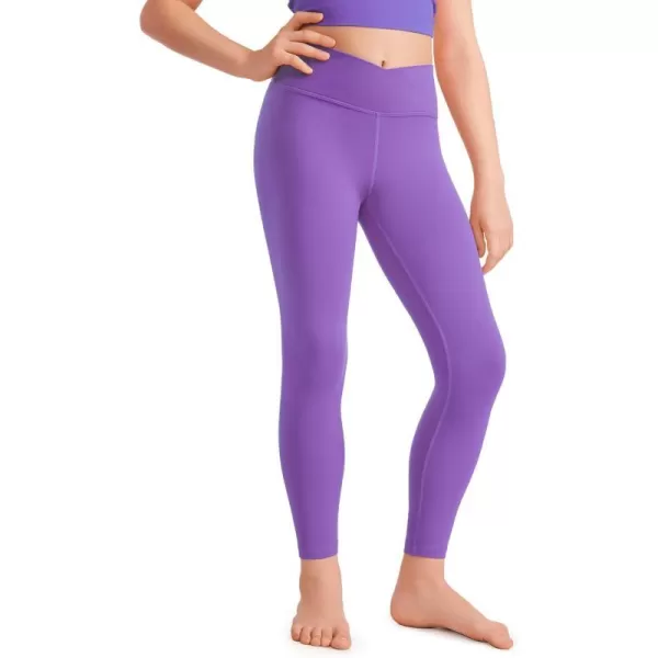 CRZ YOGA Girls Butterluxe Crossover Athletic Leggings  High Waist V Cross Kids Lounge Pants Yoga Active Dance Running TightsRoyal Lilac