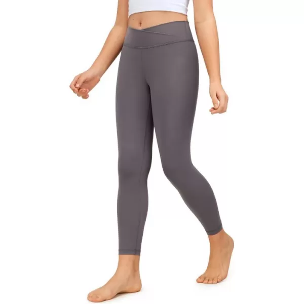 CRZ YOGA Girls Butterluxe Crossover Athletic Leggings  High Waist V Cross Kids Lounge Pants Yoga Active Dance Running TightsTornado Grey