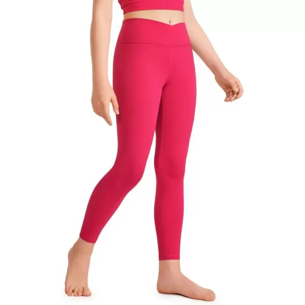 CRZ YOGA Girls Butterluxe Crossover Athletic Leggings  High Waist V Cross Kids Lounge Pants Yoga Active Dance Running TightsViva Magenta