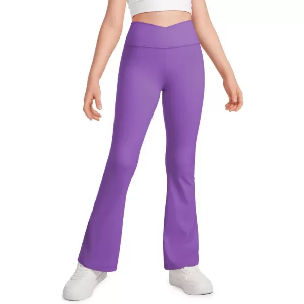 CRZ YOGA Girls Butterluxe Crossover Flare Leggings  Kids High Waist V Cross Bell Bottoms Bootcut Lounge Active Yoga PantsRoyal Lilac