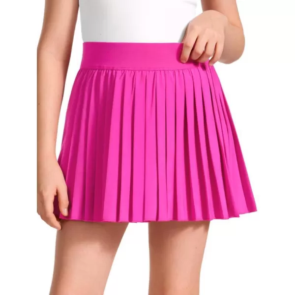 CRZ YOGA Girls Pleated Skirt with Shorts Tennis Athletic School Kids Teen Skorts with PocketsHibiscus Purple