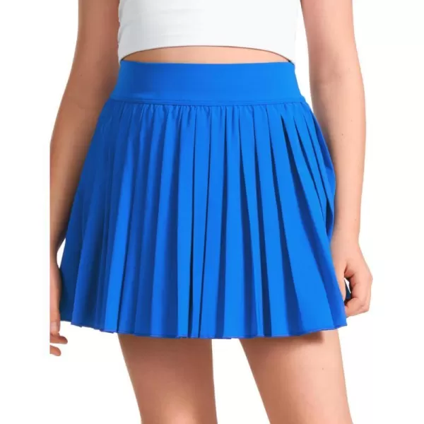 CRZ YOGA Girls Pleated Skirt with Shorts Tennis Athletic School Kids Teen Skorts with PocketsSparkle Blue