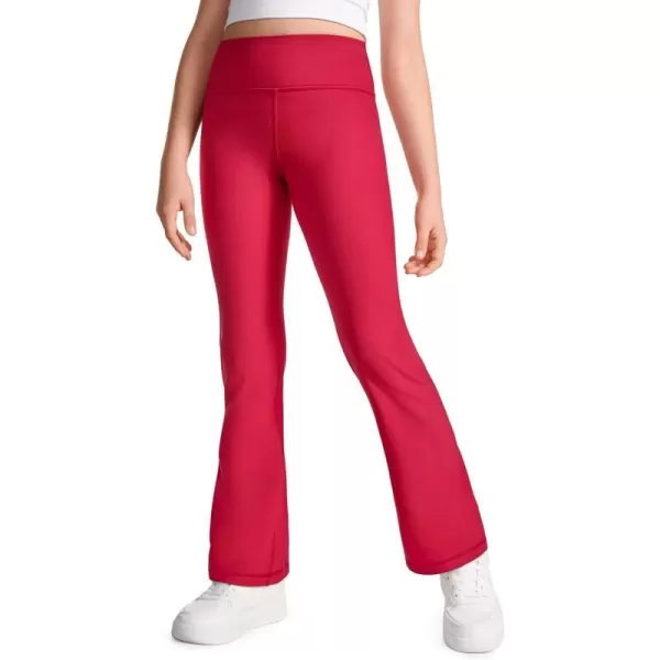 CRZ YOGA Girls Thermal Fleece Lined Flare Leggings Winter Warm Water Resistant Kids Bell Bottoms High Waist Pants Lounge YogaViva Magenta