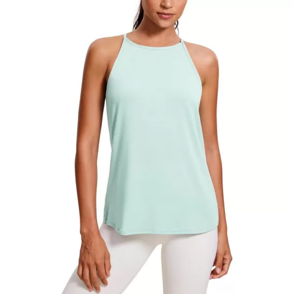 CRZ YOGA Halter Tank Tops for Women High Neck Workout Tops Flowy Cami Tanks Sleeveless Tops Athletic Yoga ShirtsSkylight Green