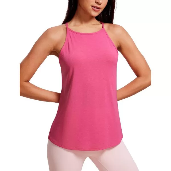 CRZ YOGA Halter Tank Tops for Women High Neck Workout Tops Flowy Cami Tanks Sleeveless Tops Athletic Yoga ShirtsSonic Pink