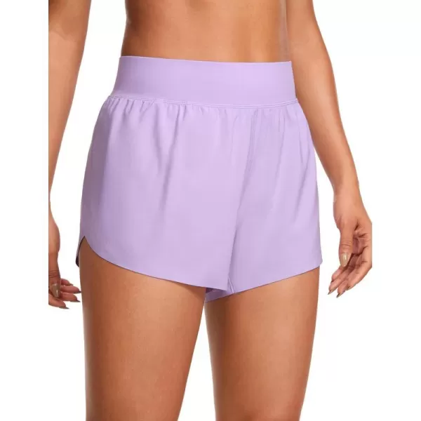 CRZ YOGA High Waisted Dolphin Athletic Running Shorts for Women High Split Comfy Mesh Liner Gym Workout Track ShortsLilac