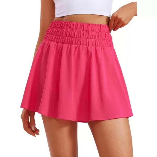 CRZ YOGA High Waisted Flowy Tennis Skirts for Women Pleated Casual Golf Athletic Pickleball Skorts with Shorts PocketsLip Gloss Pink