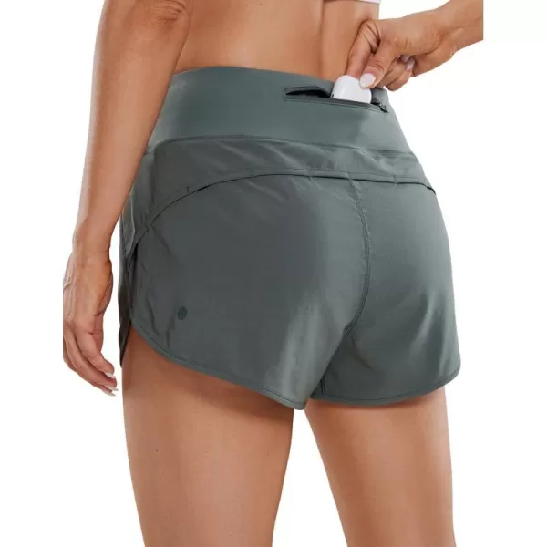 CRZ YOGA High Waisted Running Shorts for Women  254 Liner Gym Athletic Workout Shorts with Pockets Soft LightweightGrey Sage