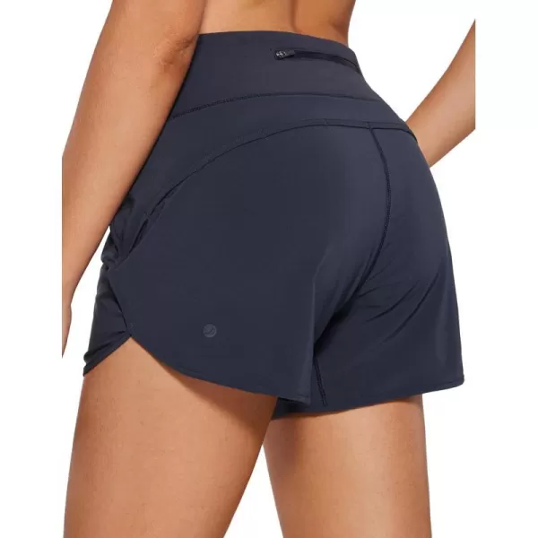 CRZ YOGA High Waisted Running Shorts for Women  254 Liner Gym Athletic Workout Shorts with Pockets Soft LightweightNavy